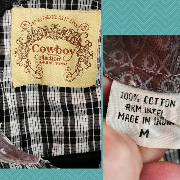 Cowboy Collection Black Gingham Pearl Snap Western Shirt - Picture 4 of 4